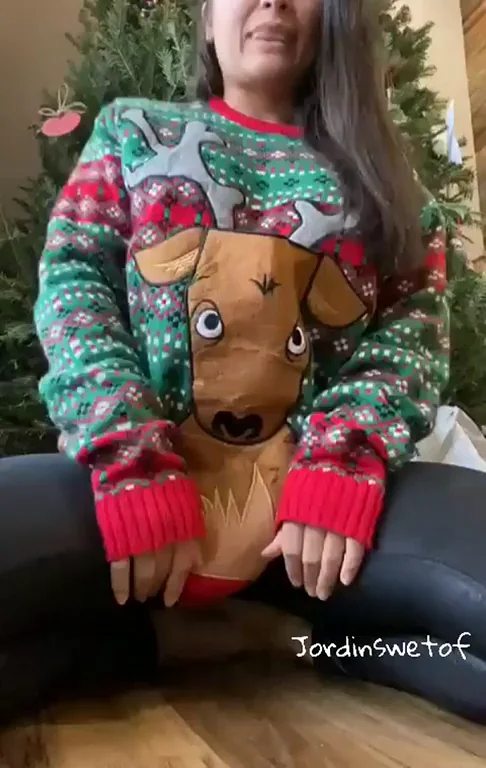 Rudolph's Red Nose? Nah, It's Her Massive Asian Tits Stealing the Show!