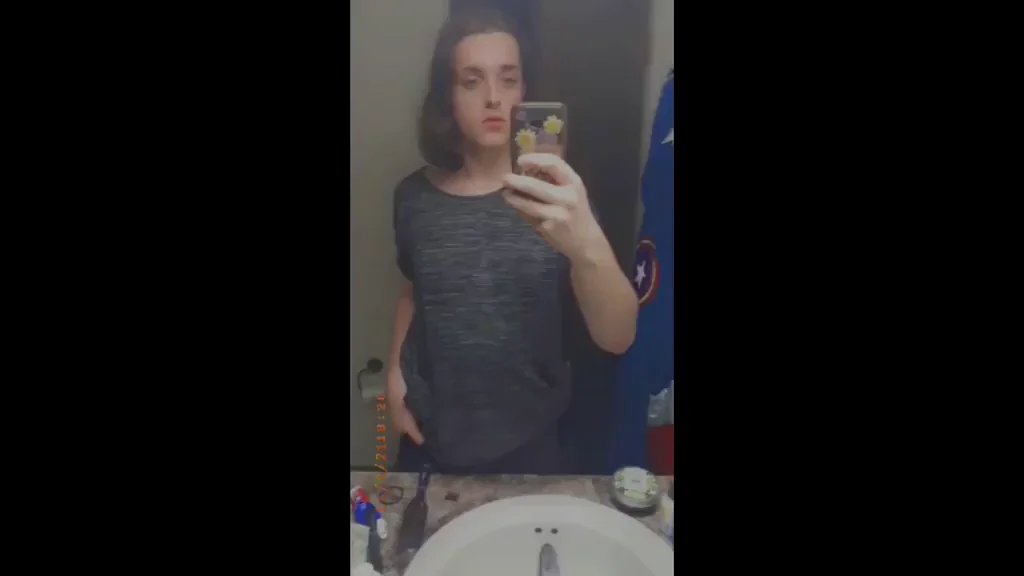 Trans Cutie Flashes Tiny Tits in Mirror Prank