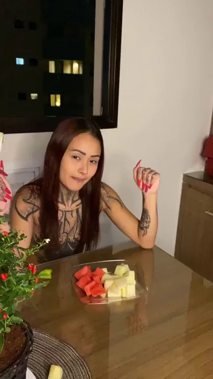 19yo Inked Slut Sucks Juicy Fruits Like a Cock-Hungry Whore