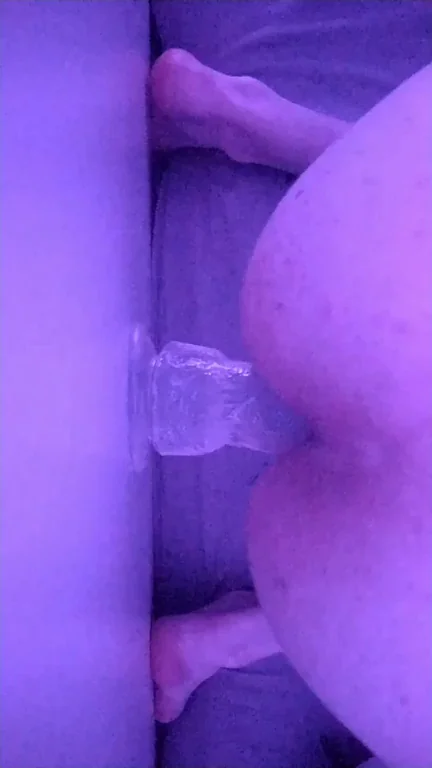 Top-Down Trans Slut Pounding Ass with Thick Dildo Doggy Style