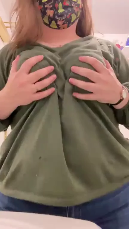 Mask-On Milf's Massive Bouncy Tits Tease