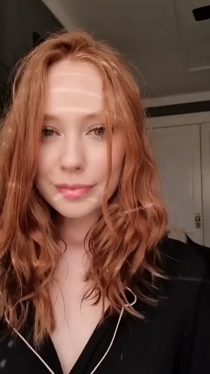 🔥 Redhead Ghostnipple Tease in Black Satin PJ's & Thigh-High Stockings 💦