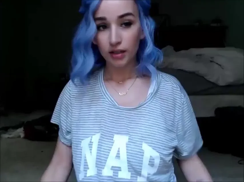 Blue-Haired Slut: Dressed to Naked Tease 🍑💦