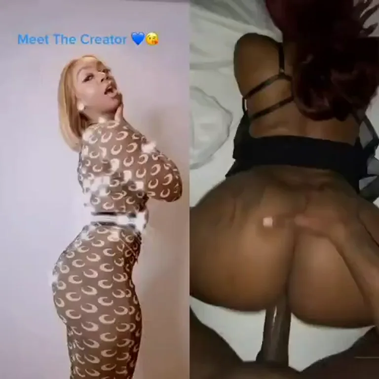 Blueface Creamer: Ebony Slut Arches Back for BBC Creampie Drip