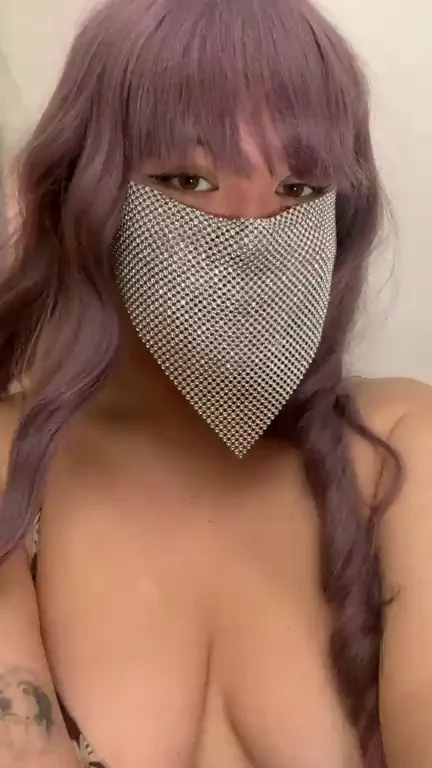 Busty Asian Tease in Bling Mask: 'Don't Mind Me, Just Cock-Teasing You Hard'