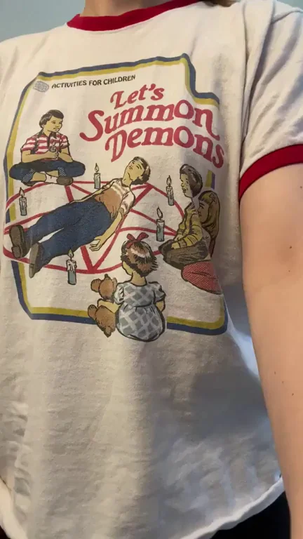 Titty Tease Summoning Demons in Slutty Retro Tee