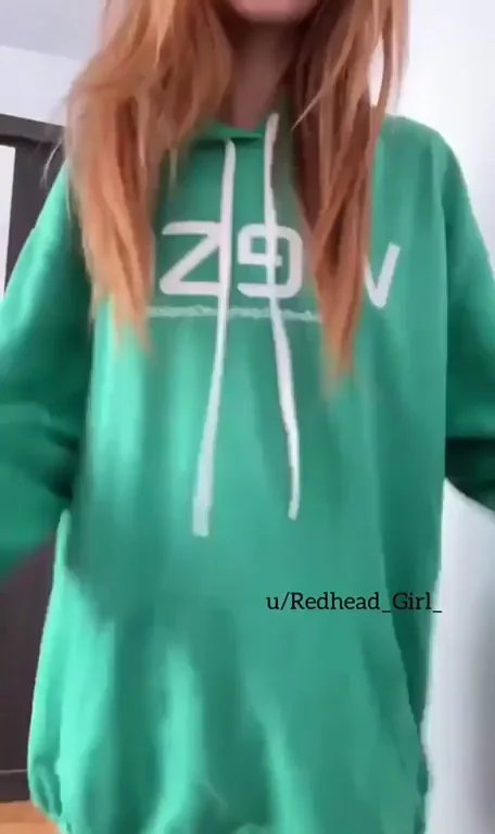 Tiny Barely Legal Redhead Teases in Hoodie 🍑🔥