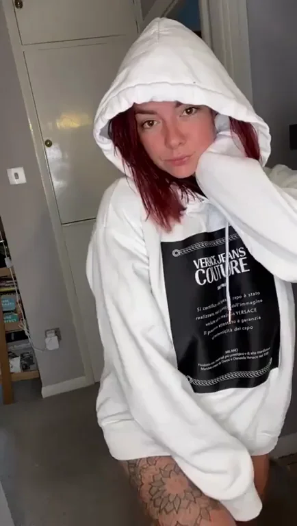 🔥 Epic Tittydrop from Inked Alt Babe in Hoodie! 🍈🍈