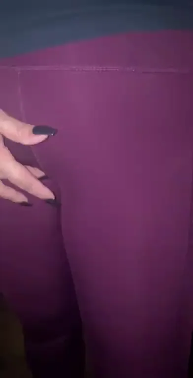 Wifey's Juicy Cameltoe Tease in Tight Purple Leggings 😈🍑