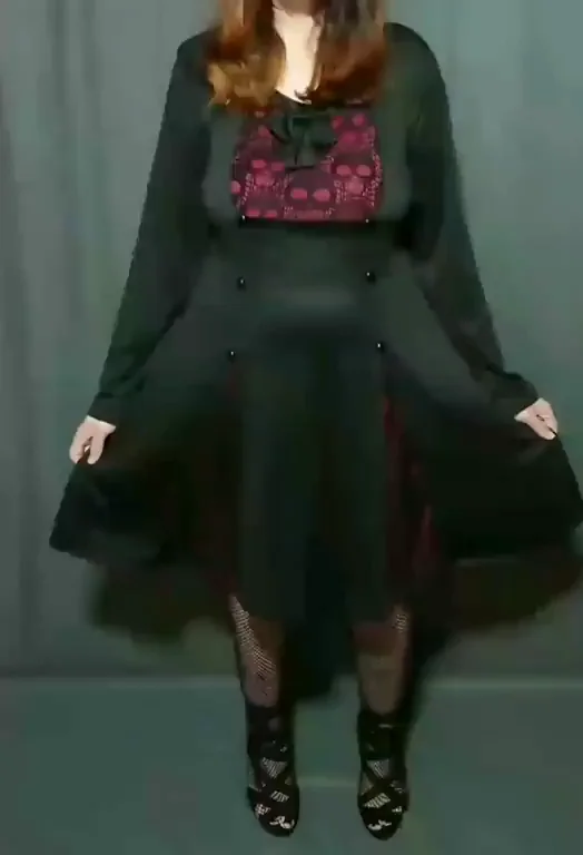 Gothic Slut's Thick Thighs Tease in New Dress 😈👗🔥