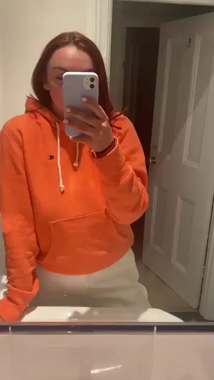 Busty British Babe Teases Tits in Orange Hoodie 😍🍊💦
