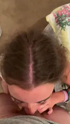 Teen Brunette Slut's Insane Cock Worship BJ