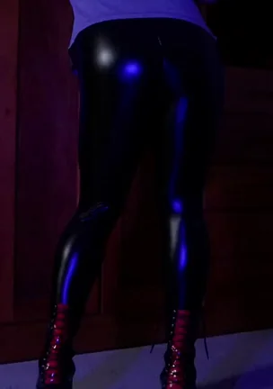 Shiny Leggings Tease: Booty Poppin' in Latex Glory