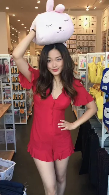 Cute Asian Babe's Playful Bunny Hat Tease 😘🐰