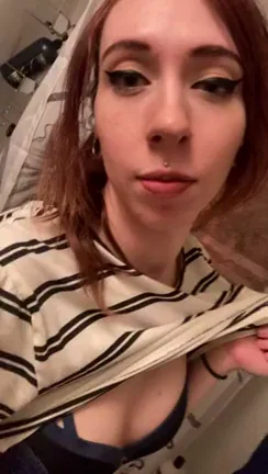 Alt Girl Tease: Slim 24yo Flashes Tits & Spreads Pussy in Striped Top & Red Panties 😈💦