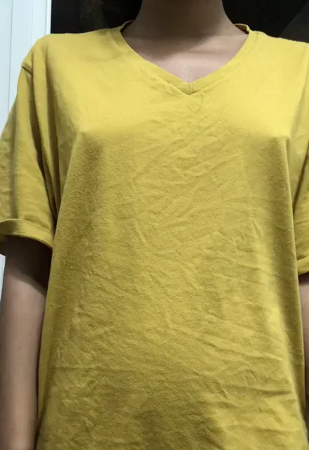 🔥 First-Time Titty Drop Tease in Yellow V-Neck 😍