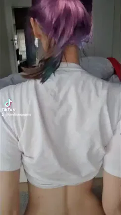 Slim Thick Purple-Haired Slut Teases Fat Ass on TikTok