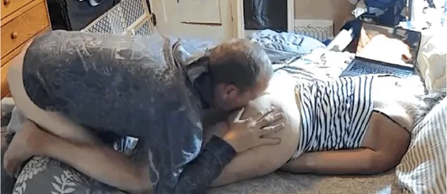 Hubby tongue fucking my asshole.