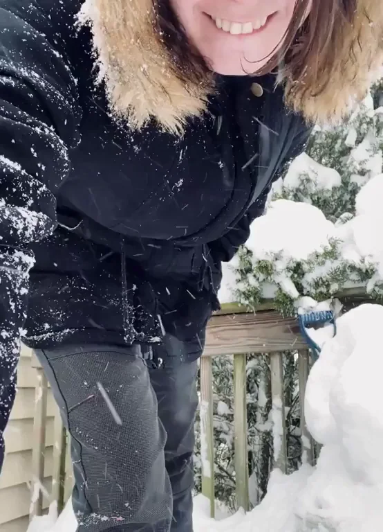Nippley Slut Flashing Tits in Snowy Public Deck