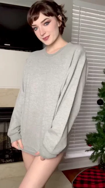 Petite Cutie Hides Massive Tits Under Oversized Sweater