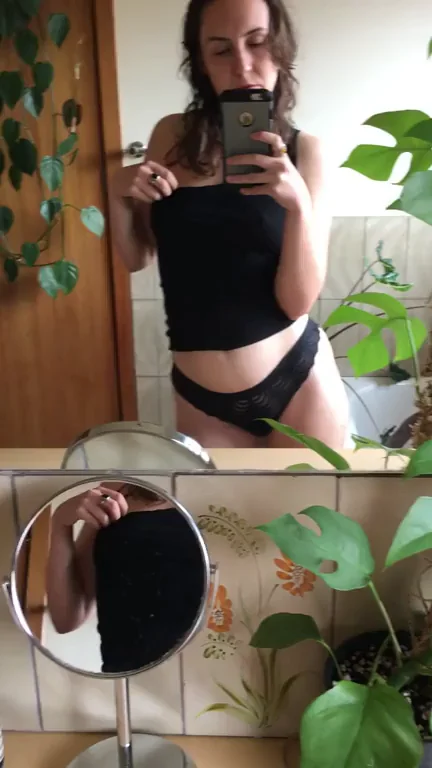 Lowkey Cute Alt Babe Teasing in Black Lingerie 😏🌿