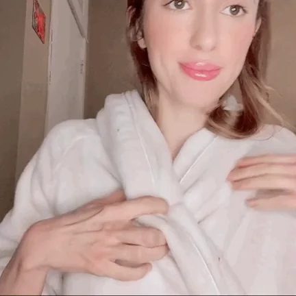 Wanna see what kinda tummy I’m hiding under this bathrobe?? [GIF][F]