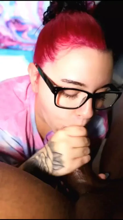 🔥 Redhead Glasses Slut Gobbling Huge Black Cock 🍆💦