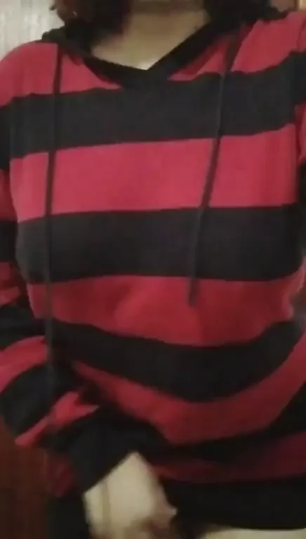Goth College Slut [F20] Flashes Pierced Tits & Bushy Pussy Under Red Hoodie