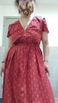 😈 Shy Asian Coworker Bends Over & Flashes Juicy Ass Under Red Dress 🍑