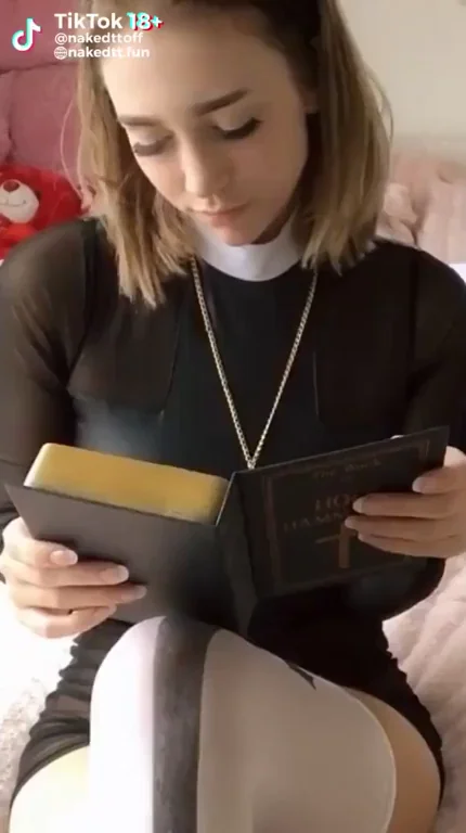 Blasphemous Nun's Sheer Tease: Holy Fuck Bible Read