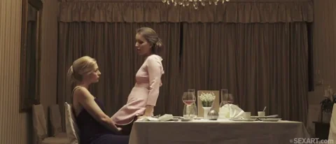 Wow, Lesbo Babes Devour Pussy at Dinner Table! 👅🍽️💦