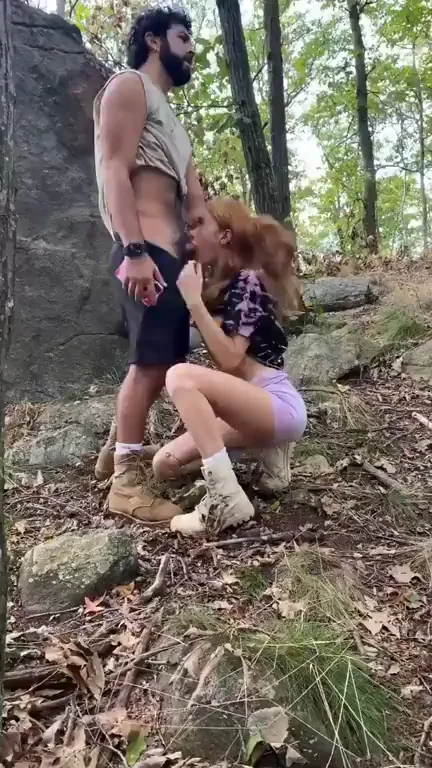 🌲 Forest Deepthroat Slut Sucks Big Cock Outdoors 🍆💦