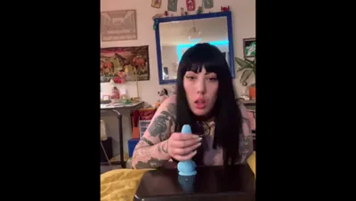 Starving Slut Sucks Blue Bottle Cock Tease 😩🍆💦