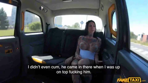 Tattooed Slut Fingers Her Dripping Pussy in the Taxi