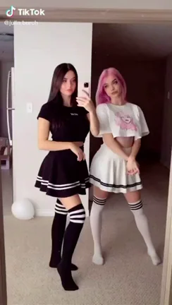 Thotty Schoolgirl Duo Tease in Black & Pink - Check Comments for 1GB Album Drop