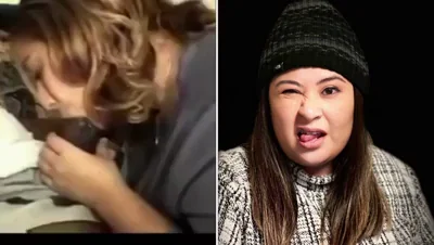 Cutie in Beanie Gags on Her First Massive Black Cock