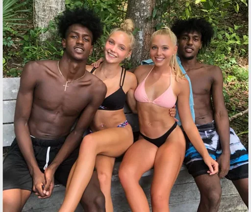 BBC Track Stars' Front Lawn Gangbang: Twin Blonde Sluts Stretched by Hung Black Athletes