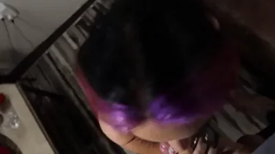Cock-Sucking Bliss for This Purple-Haired College Slut 😈🍆💦