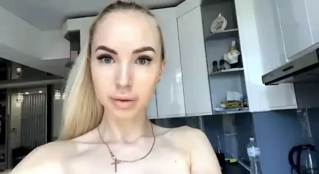 Barely Legal Babe's Nude Kitchen Tease: Breakfast with My Perky Tits?
