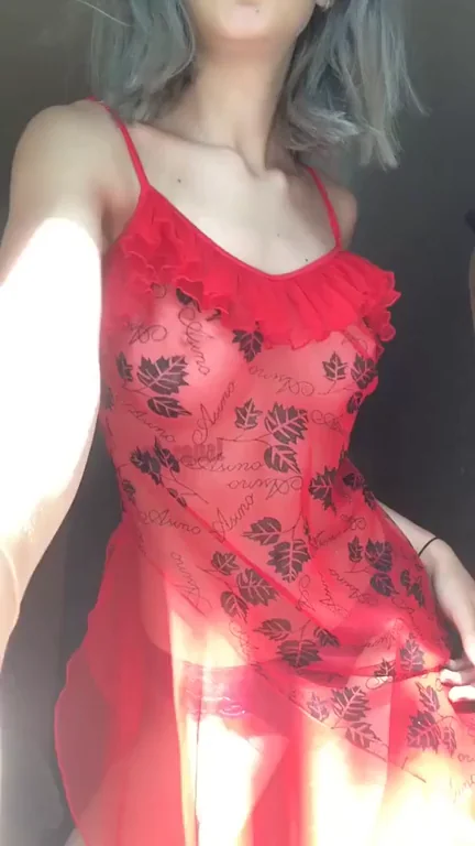 First-Time Slut Drops Her Massive Tits in Sheer Red Lingerie [OC]