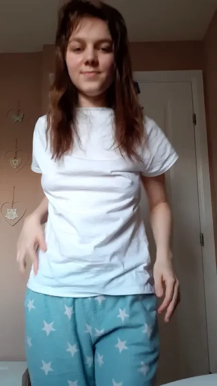 Cute Blue Star Pajama Pants & My Perky Tits Tease 😘💙🍒