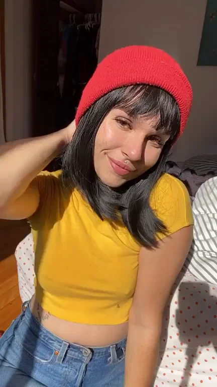 🔥 Red Beanie Babe's Naughty Small Titty Drop Surprise! 💦