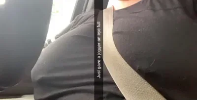 Chubby Slut's Car Tit Flash: Windows Down, Boobs Out!
