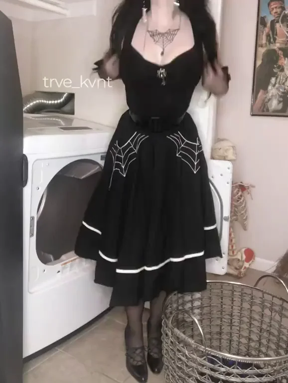 Goth Babe Grabs Your Attention Laundry Tease 😈🧺💋