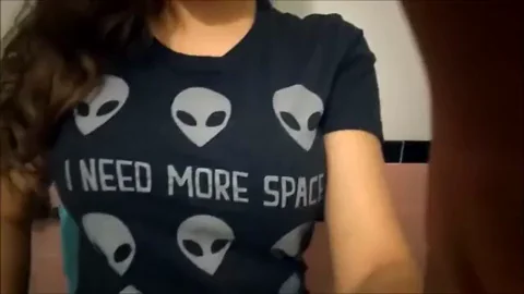 Alien Tee Tease: Round, Perfect Boobs Bursting Out!