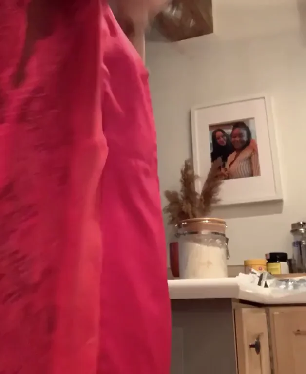 Petite Slut Drops Red Robe for Shy Ass Tease
