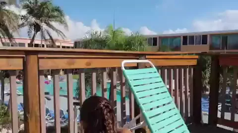 Firm Beach Butt Gripped & Jiggling on Teal Lounge