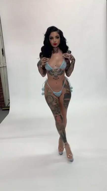 🔥 Taylor White's Inked Curves Tease in Blue Bikini 💦