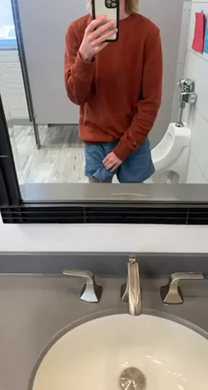 19yo Slut Teasing Her Wet Pussy in Public Bathroom 💦🚽