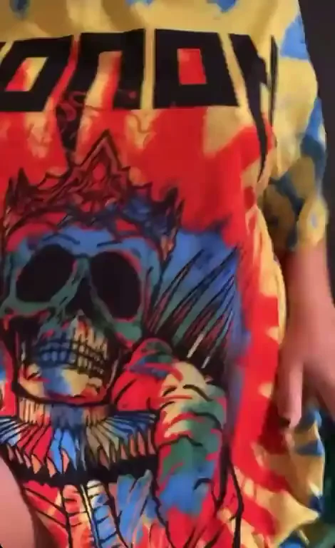 Petite Teen's Psychedelic Titty Drop Tease – Perky Surprise for You!